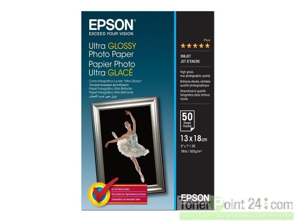 EPSON S041944 Ultra glänzend Fotopapier inkjet 300g/m² 130x180mm 50 Blatt 1er-Pack