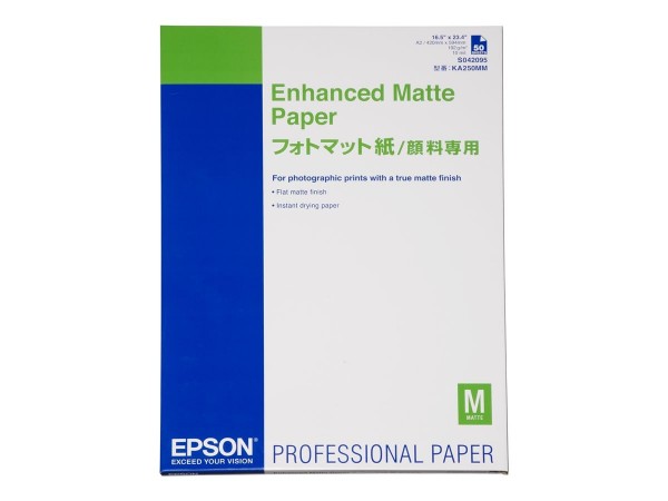 EPSON S042095 Enhanced matte Papier hell weiss inkjet 192g/m² A2 50 Blatt 1er-Pack