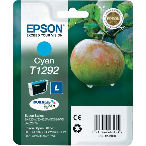 Epson Tinte Apfel Cyan T1292 für SX420W SX525WD SX620FW BX305F