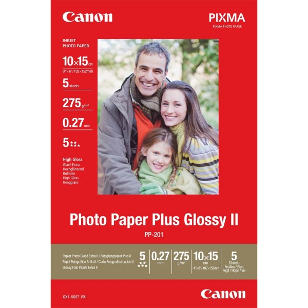Canon Photo Paper Plus Glossy II PP-201 Hochglänzend 270 Mikron 100 x 150 mm - 260 g/m²