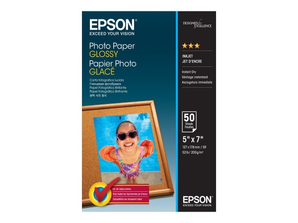 EPSON S042545 Foto Papier glänzend 200g/m² 130x180mm 50 Blatt 1er-Pack