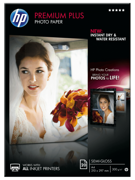 HP Premium Plus Semi-gloss FotoPapier weiss 300g/m2 A4 20 Blatt 1er-Pack CR673A